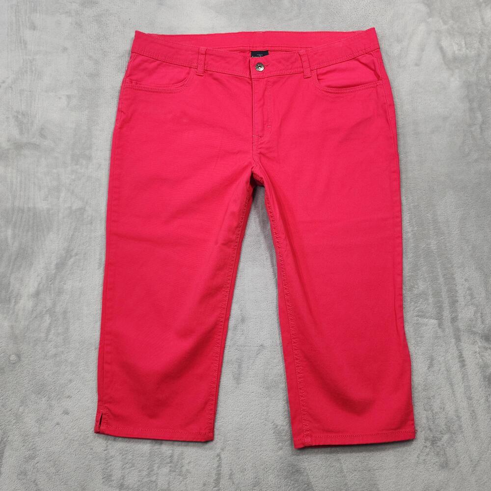 Faded Glory Pants Womens 16 Red Twill Capri Crop Straight Stretch Pockets Casual